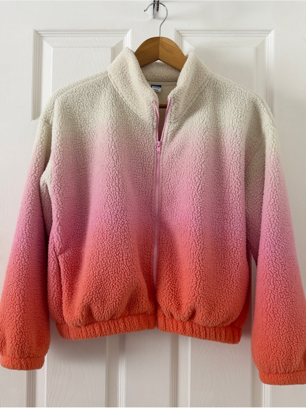 Old Navy Ombre Sherpa Zip Jacket - Cream, Pink, Orange